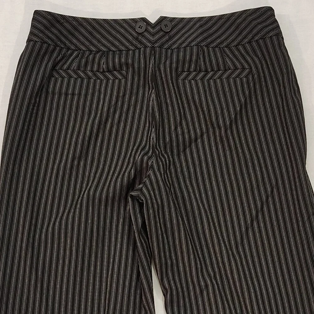 Ann Taylor Loft Julie Trouser Dress Pants Womens Size 6 Pinstripe Wide Leg Black - Picture 4 of 15